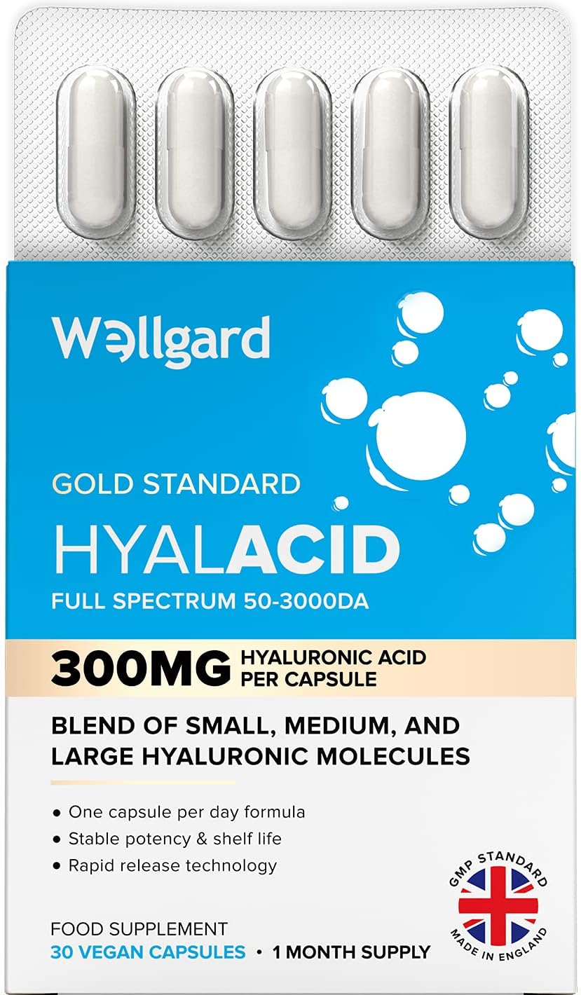 New Hyaluronic Acid Supplements 300mg - Hyaluronic Acid Capsules, Rapid Release Technology Compared to Most Hyaluronic Acid Tablets & Powder, Vegan, Made in UK