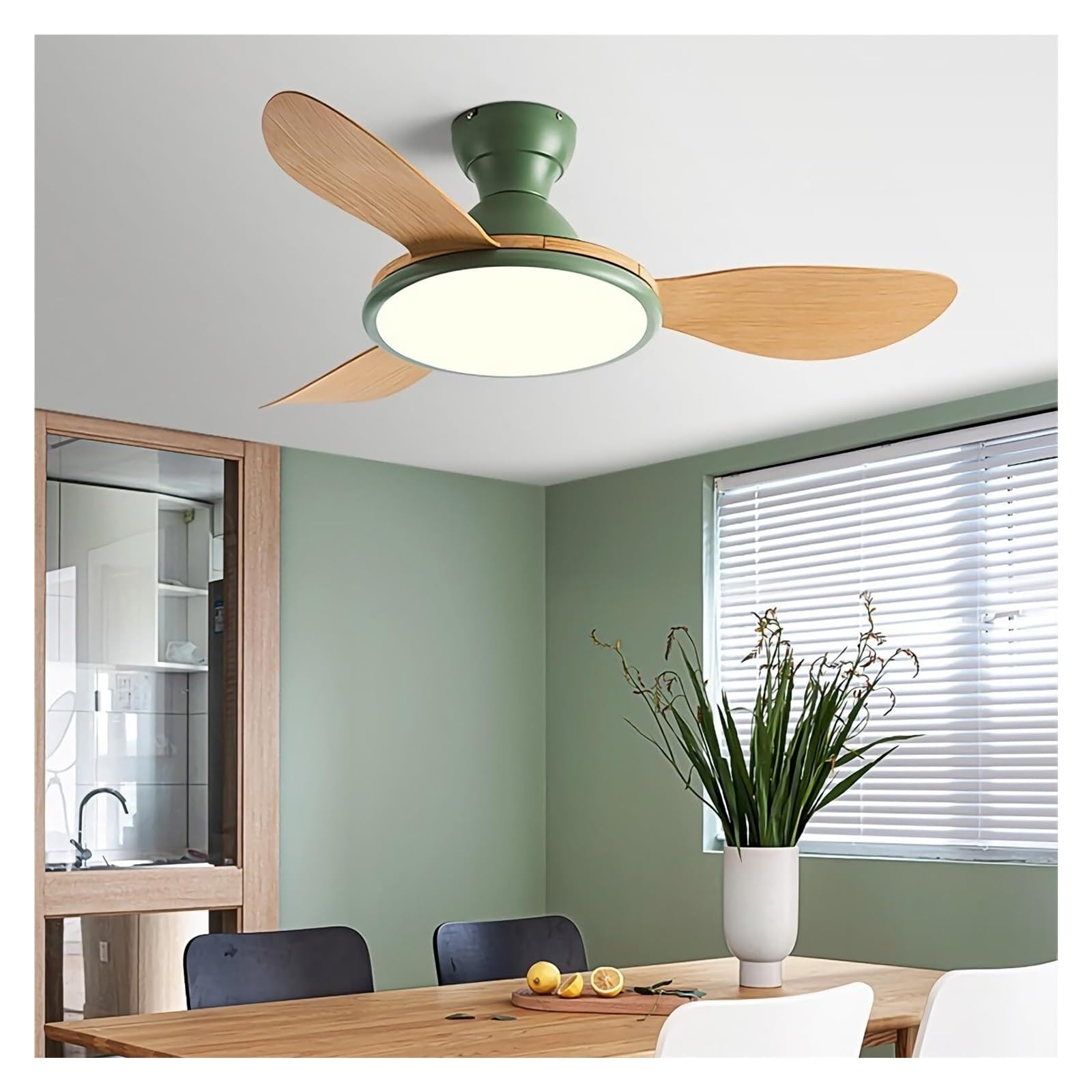 Ceiling Fan With Light And Remote, LED Dimmable Fan Ceiling Lamp, 6 Speed
