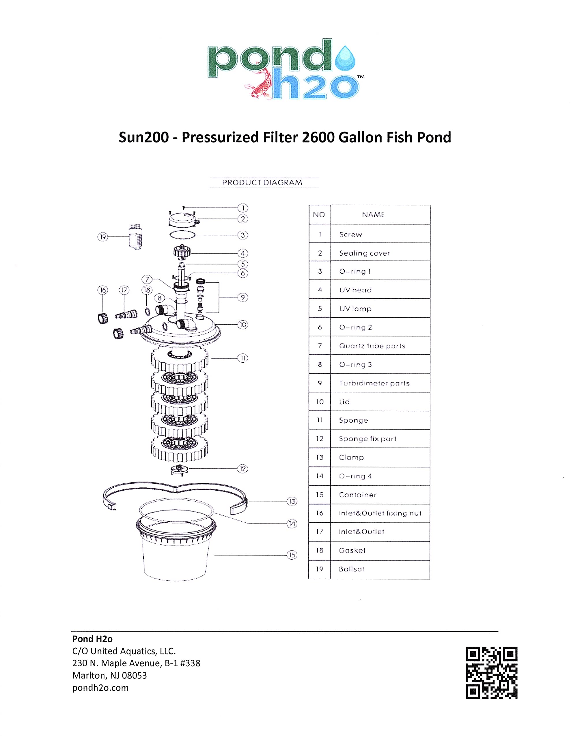 Pond H2o Pressurized 2600 Gallon Pond Filter, for Water Garden Koi Fish Ponds up to 2600 Gallons