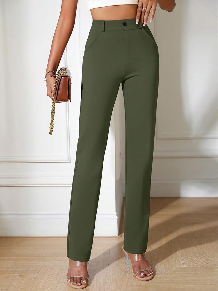 RAISER Women's Business Work Casual Pants Solid Straight Leg