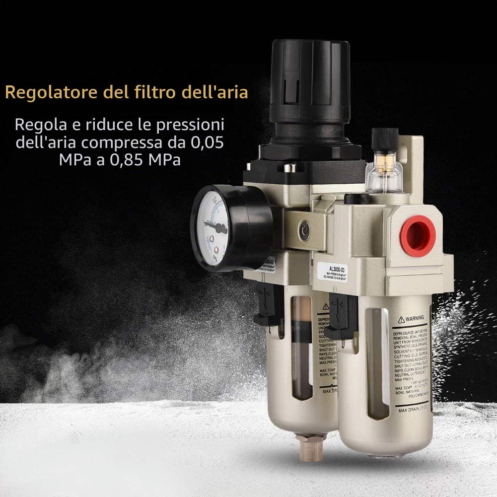3/8 "Separatore di umidità olio Separatore d'acqua olio Compressore d'aria in lega di alluminio Filtro Regolatore di pressione Strumento per compressore e utensili pneumatici AC3010 03