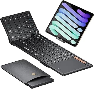 ProtoArc Foldable Keyboard with Touchpad, XK01 TP Folding Portable Keyboard, Full Size Keys, Large Trackpad Bluetooth Trav...