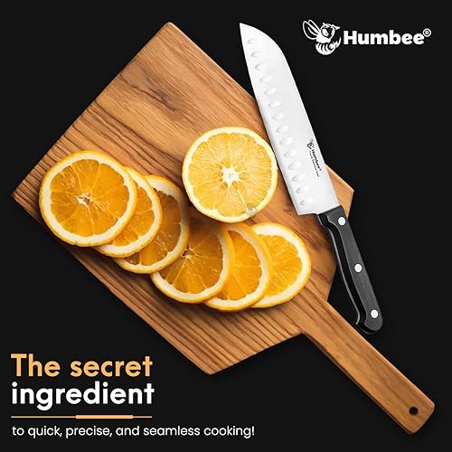 Miniatura 8 de Cuchillo Santoku de acero inoxidable de 7.5 pulgadas, cuchillo de chef japonés ultra afilado, cuchillo de cocina de agarre cómodo