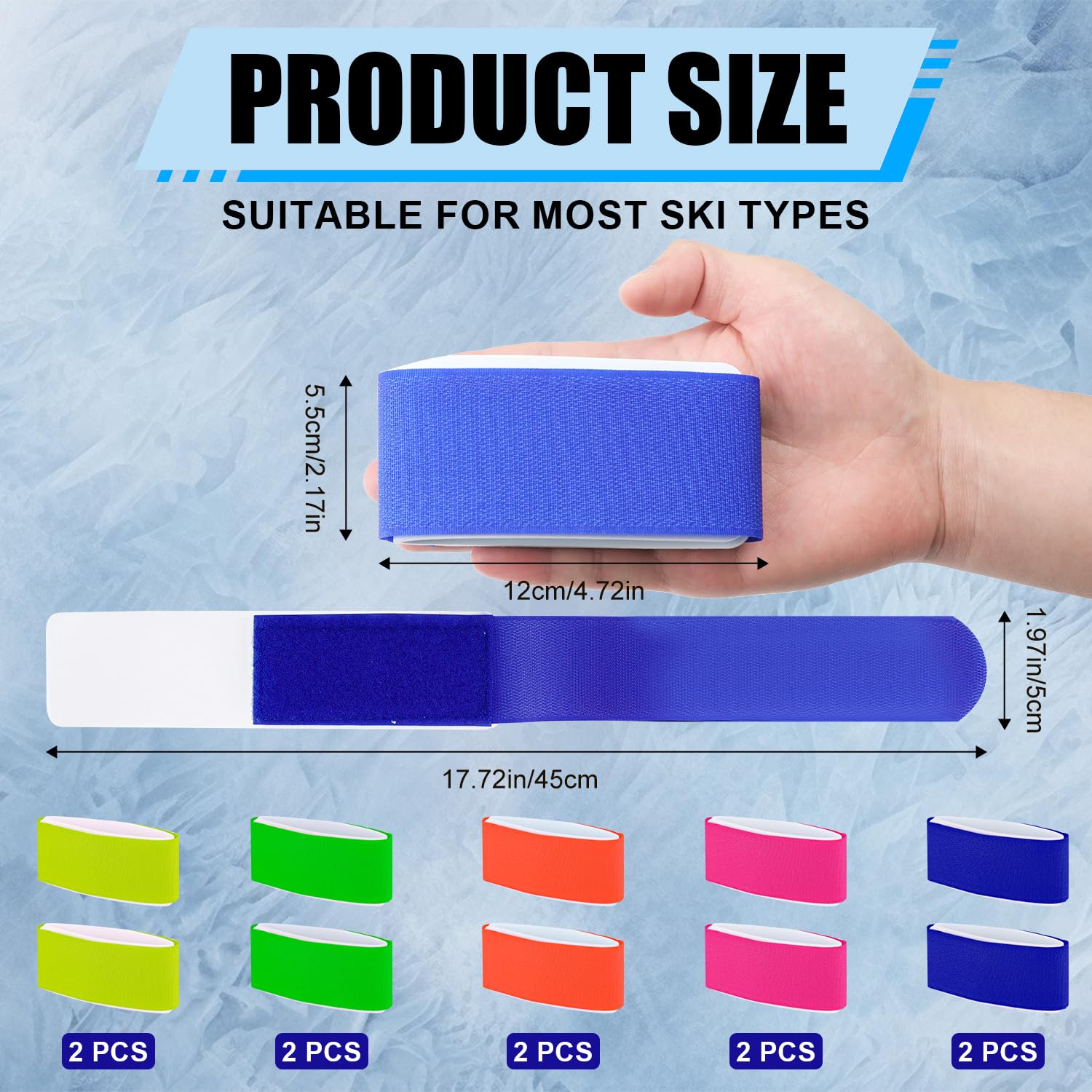 Correas de esquí ajustables, Lazos EVA, Cinta de sujeción para esquí (10 uds, Multicolor)