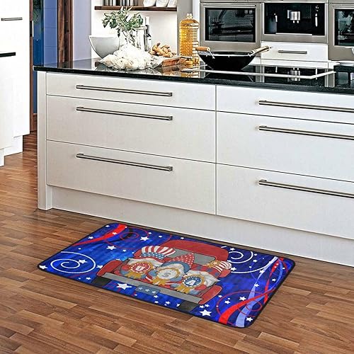 Miniatura 5 de Alfombra de cocina con diseño de gnomos de bandera estadounidense, alfombra de baño, alfombra cómoda antideslizante para baño, interior, 39 x 20