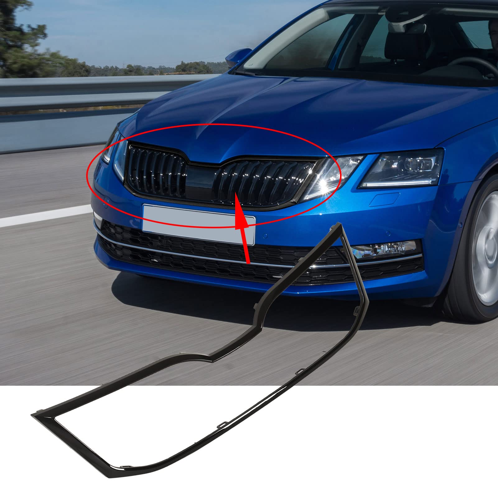 Przedni Grill Zarys Osłona Wykończeniowa 5E0853761E041 Zderzak Górny Grill Wymiana Ramy Grilla dla 5E Facelift