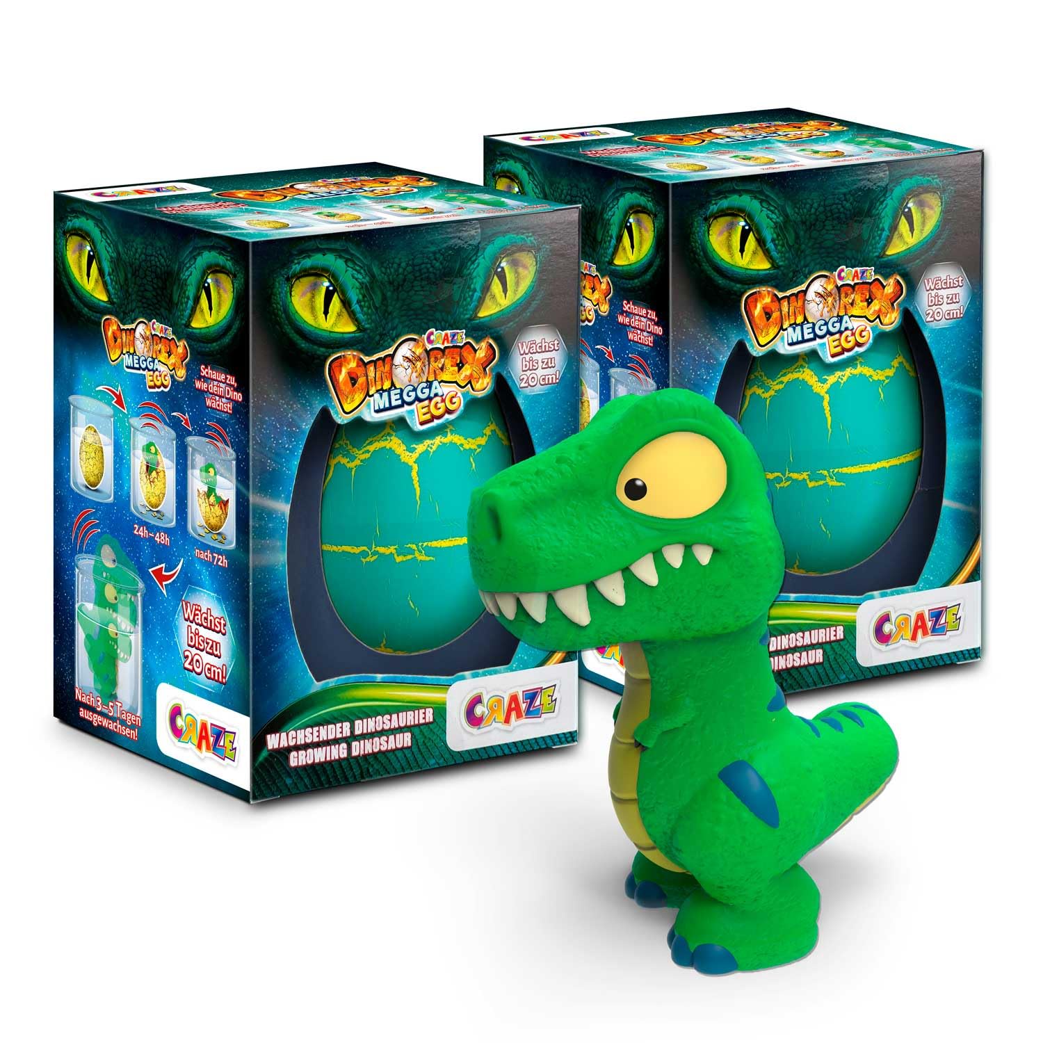 MEGGA EGG - 2x Dinosaurs Hatching Toy XXL – Giant Dino Egg That Cracks and Grows in Water – Fun Bath Toy and Creative Gift for Kids Age 3+
