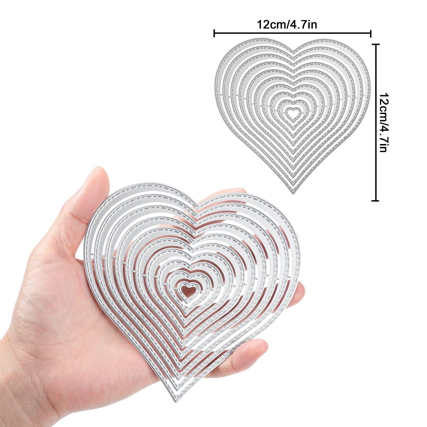 Set Fustelle Cuore 10 Pezzi Per Scrapbooking - Taglio E Goffratura Per Carte, Decorazioni Fai Da Te - Foto 7