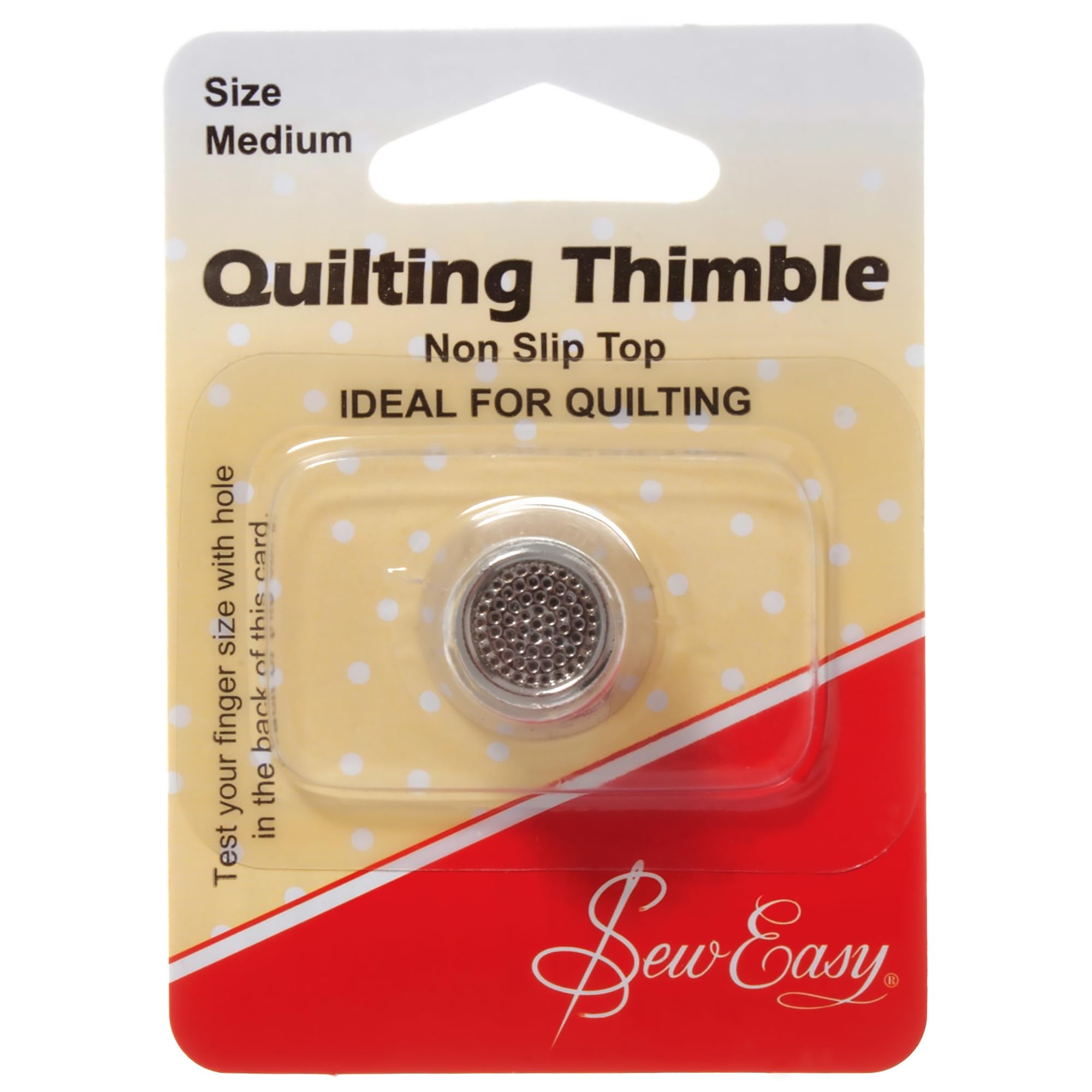 Sew Easy Quilting Thimble – Medium Non Slip Finger Shield, Strong Metal Guard for Sewing, Dressmaking, Craft, DIY