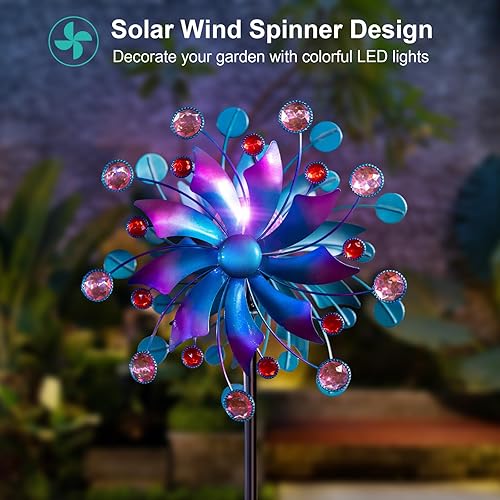 Miniatura 3 de Molinos de viento solares para patio y jardín-esculturas de viento de metal de 360  de 60.6 pulgadas para exteriores con bola de vidrio LED