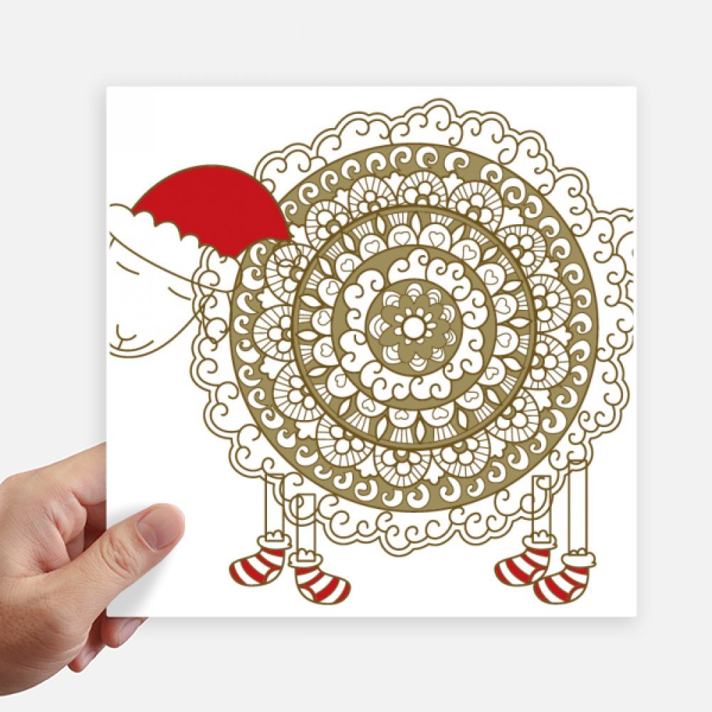 Autocollant carré mouton de Noël 20cm vinyle haute qualité