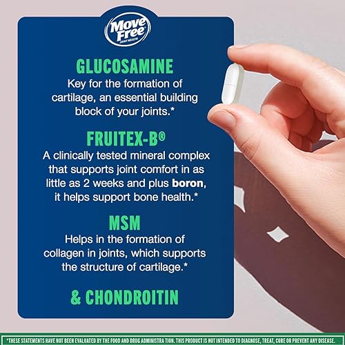 Miniatura 7 de Move Free Suplemento avanzado de apoyo articular MSM de glucosamina condroitina, apoya la movilidad, comodidad, fuerza, flexibilidad y hueso, 120