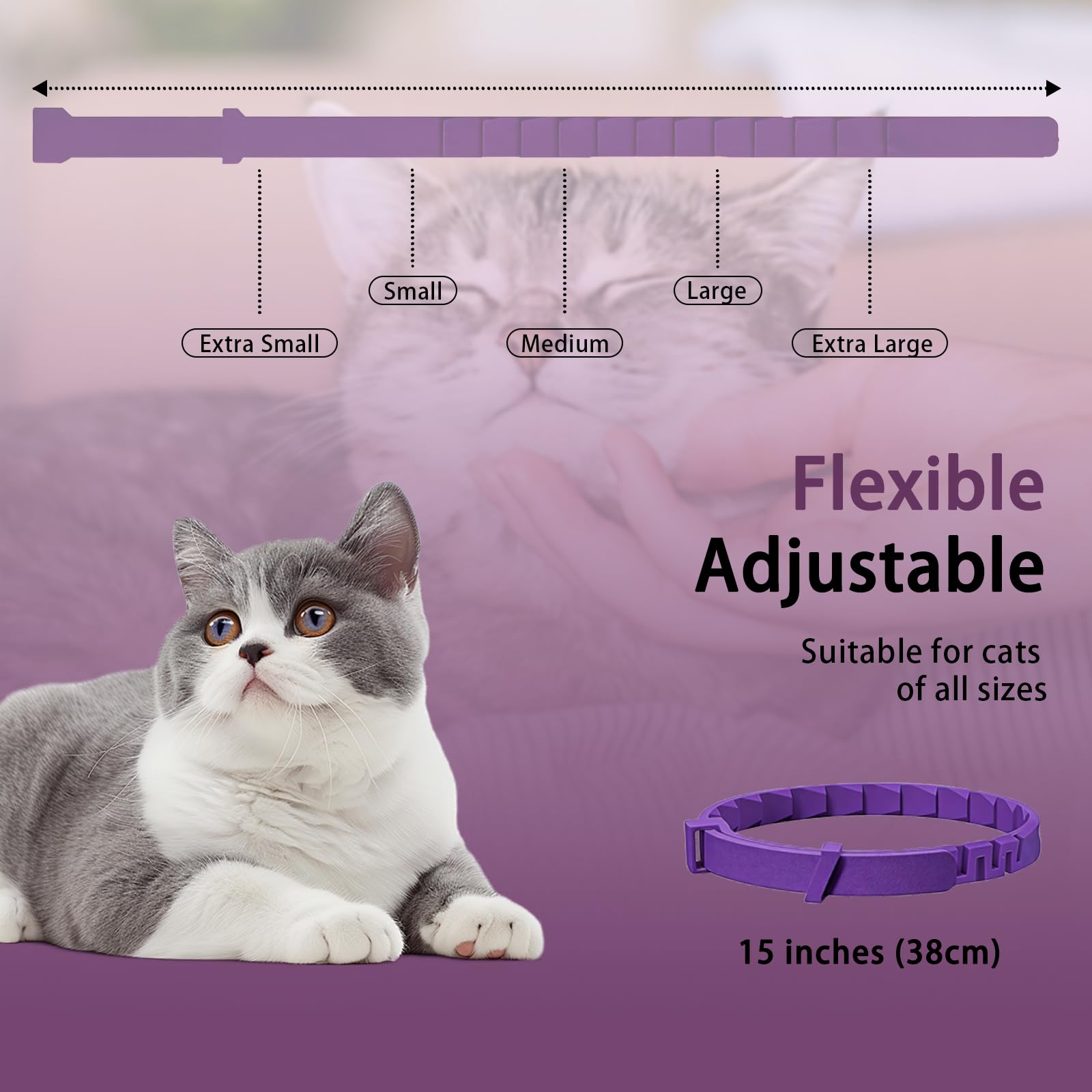 Calming Collar for Cats, Pheromone Cat Calming Collar for Anxiety Relief & Stress, Adjustable Water Resistant Breakaway Calming Collars, Natural Ingredients (Pack of 6) - image 7