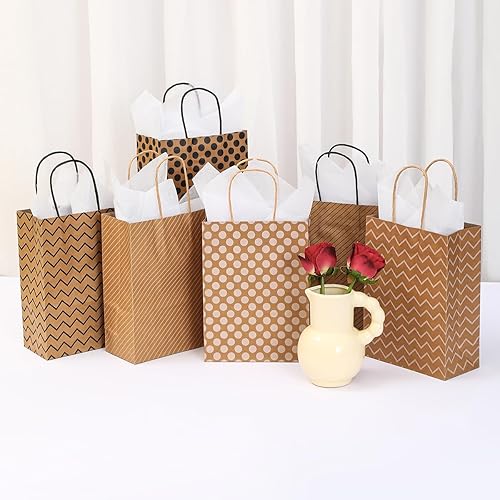 Miniatura 6 de Vammy Paquete de 32 bolsas de papel de regalo pequeñas de 5.9 x 3.15 x 8.27 pulgadas, bolsas de regalo de fiesta con asas, bolsas de regalo de papel