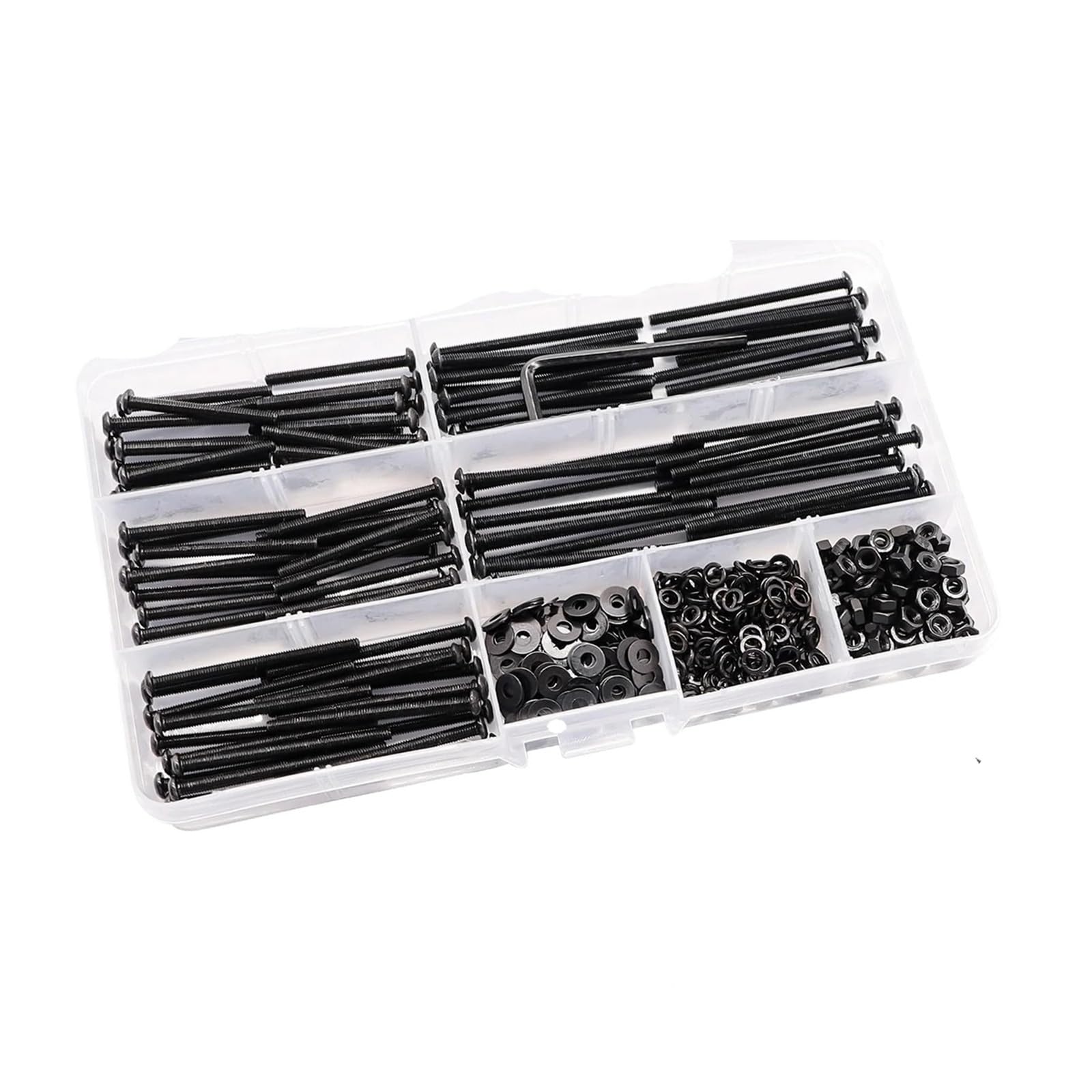 420 Pcs M3 Button Head Hex Socket Screws, Bolts, Nuts and Washers Kit, M3x30/35/40/45/50mm Grade 10.9 Carbon Steel Black Metric Fasteners Assortment