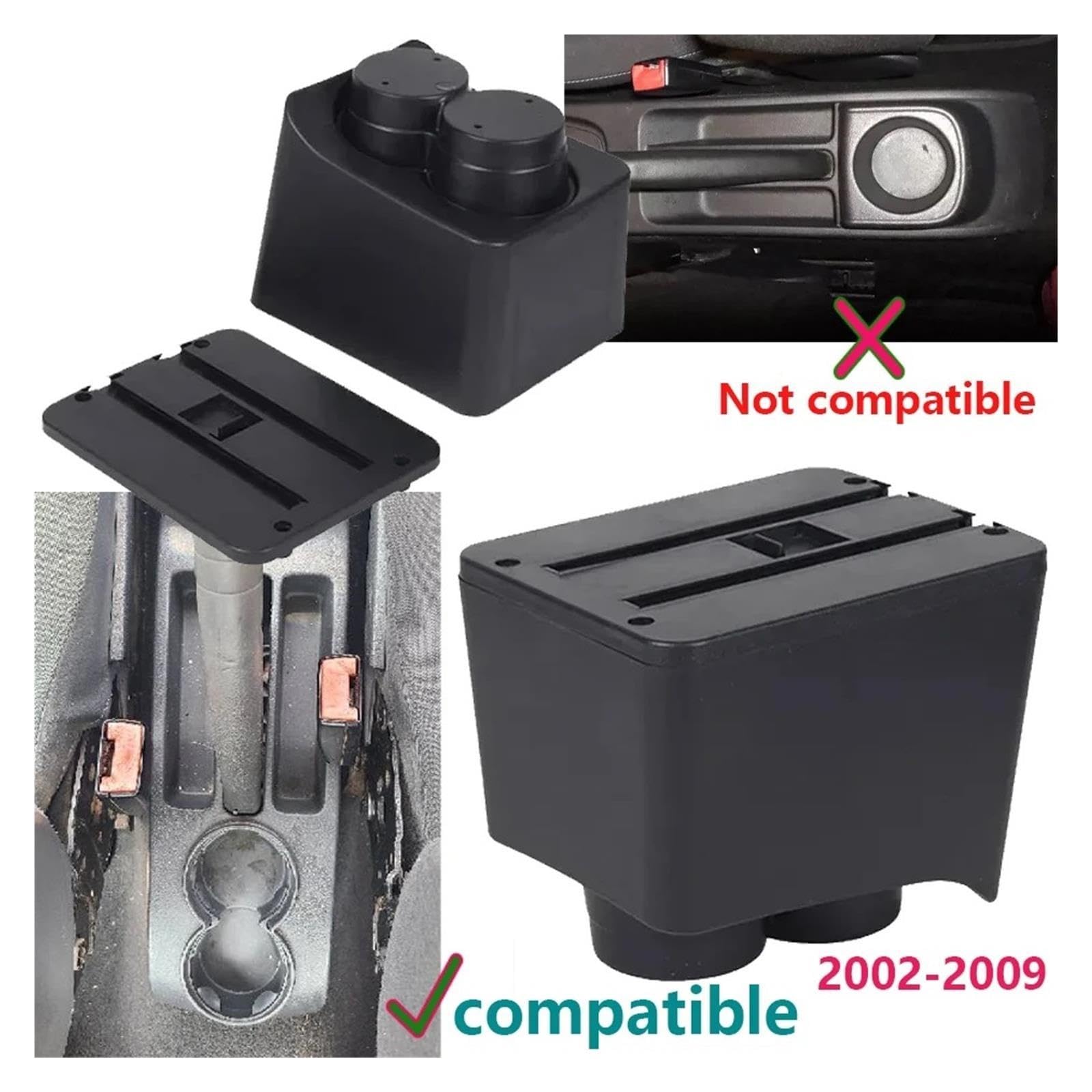 Para Polo 9N 3 2002-2009 Caja Almacenamiento Coche Reposabrazos Adaptación