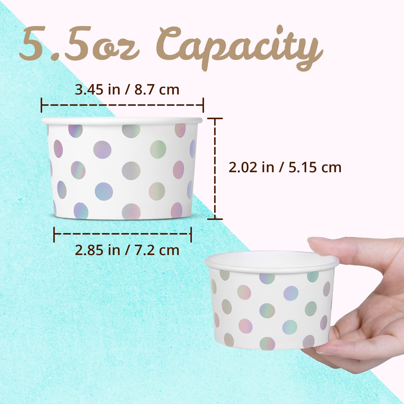 MATICAN Bicchieri Di Carta Per Gelato 155,9g, 50 Pezzi, Ciotole Dessert USA E Getta Per Festa, Yogurt E Zuppe