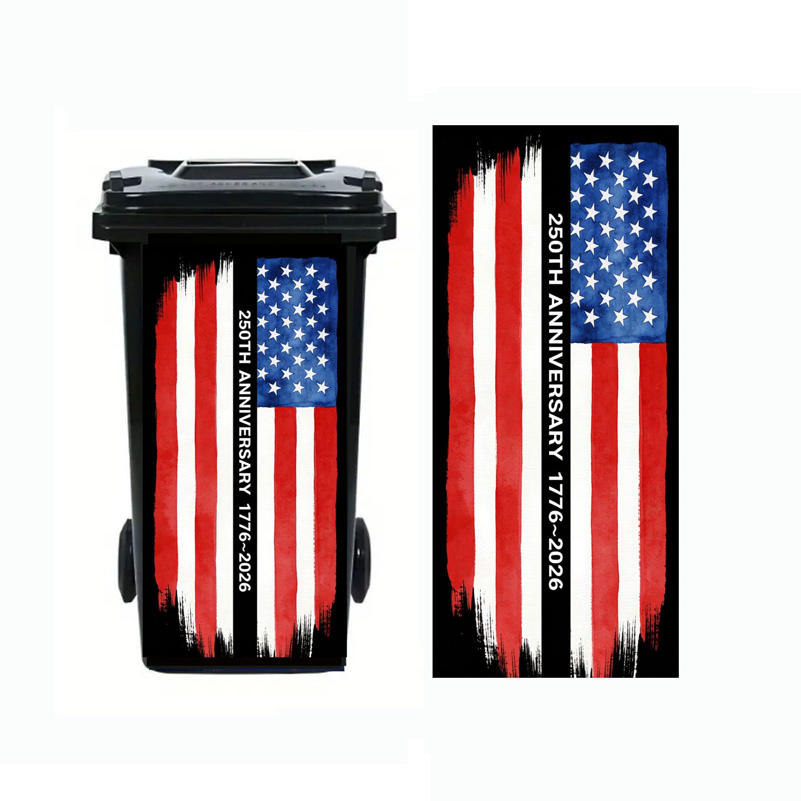 Nouiroy Donkey Dustbin Sticker Decals Wheelie Bin Stickers Self Adhesive Dog Cat Peeking Decal for Door Trash Cans Bins Driveway Garden Outdoor Patio Decor,14.57×32.28in (USA Flag)