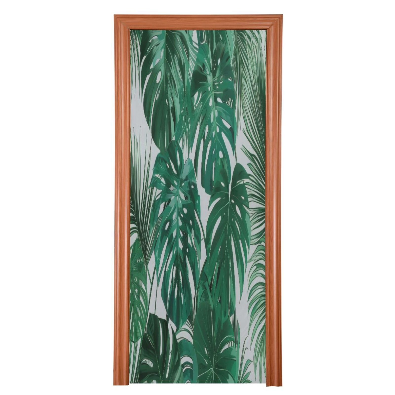 FLildon Green Tropical Plant Leaves Door Cover Decoration, Party Accessory Porch Decor for Festive Ornament Room Door Covers 32 x 79 Inch