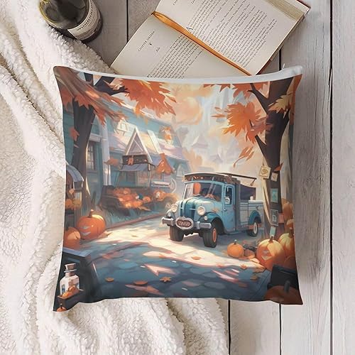 Miniatura 4 de Cojines Decorativos para Sala Otoño Otoño Granja Campestre Funda de almohada Happy Fall Harvest Decorativos Cuadrados Decoración del Hogar para