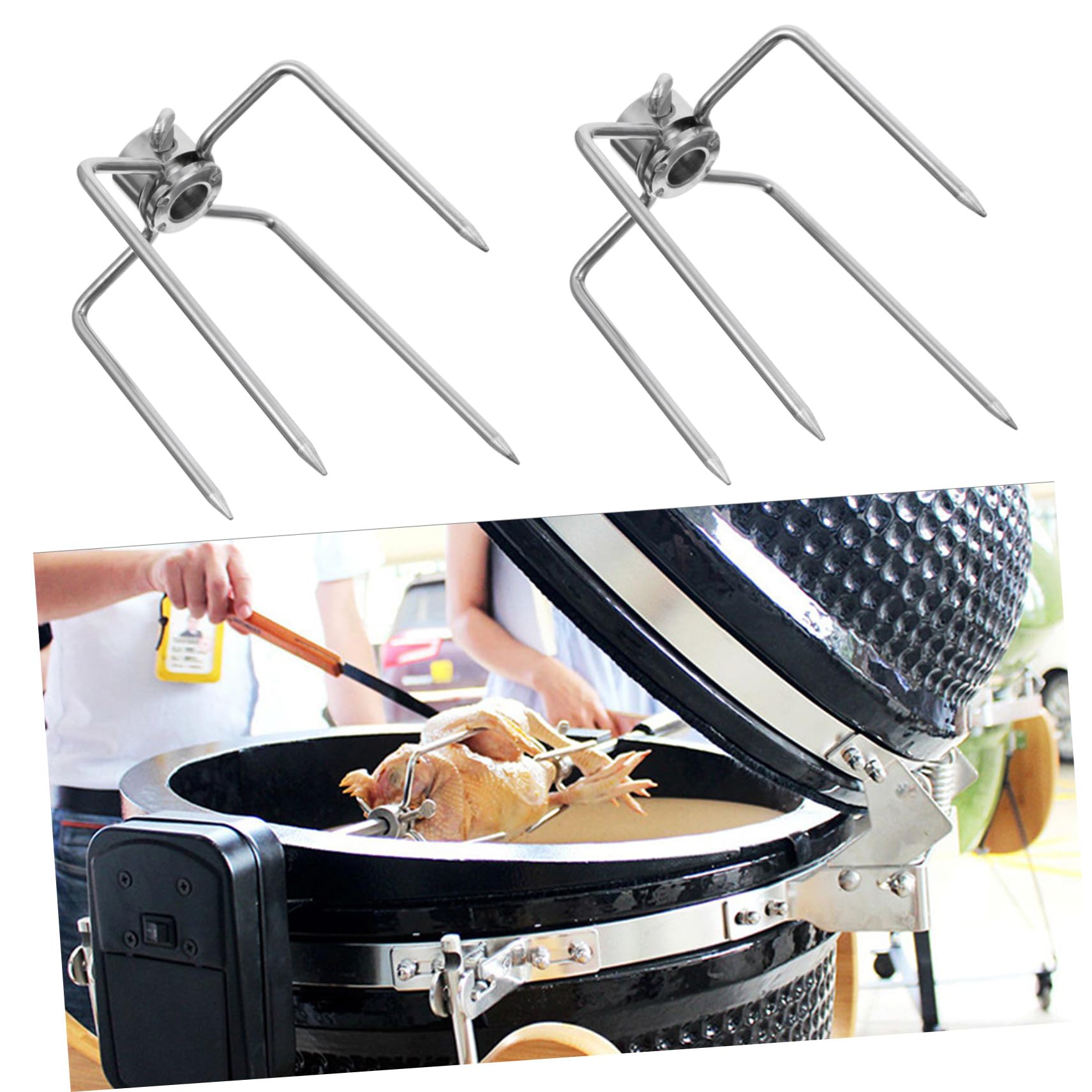 VICASKY 2pezzi Forchette Per Carne Girarrosto in Acciaio Inossidabile Forchette Per Barbecue Da Spiedo Accessori Per Riutilizzabili e Lavabili in Lavastoviglie
