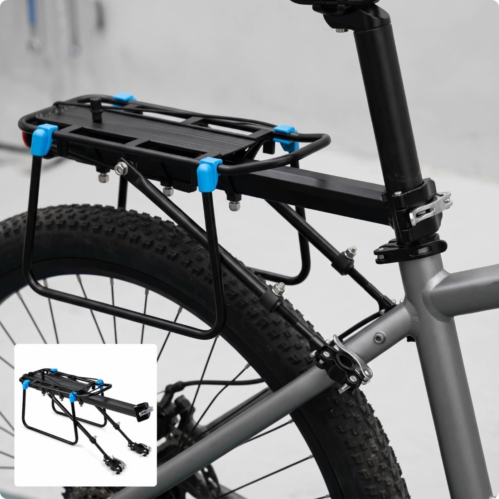 Harilla Gepäckträger Fahrrad Gepäckträger Träger Heckträger Lastenträger Aluminium Rechteckige Auflagefläche Und Seitenstreben Sichere Befestigung mit