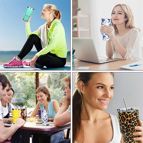 Miniatura 6 de SYACOT Vaso de 30 onzas de acero inoxidable de doble pared aislado al vacío taza de viaje con tapa a prueba de salpicaduras, popote de metal y