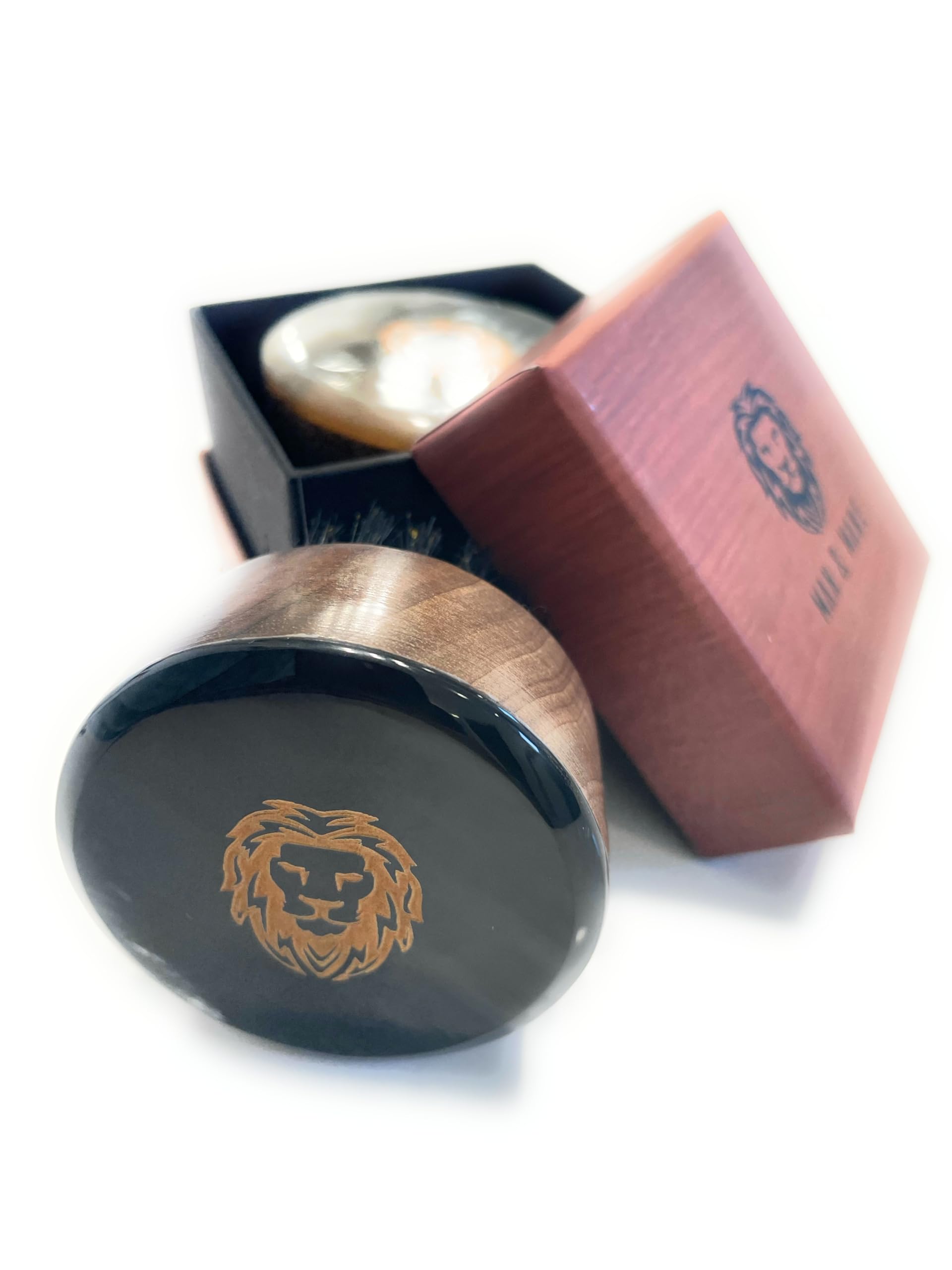 Premium Handmade Round Oxhorn Medium sztywne naturalne włosie dzika męska podróżna szczotka do pielęgnacji brody i włosów