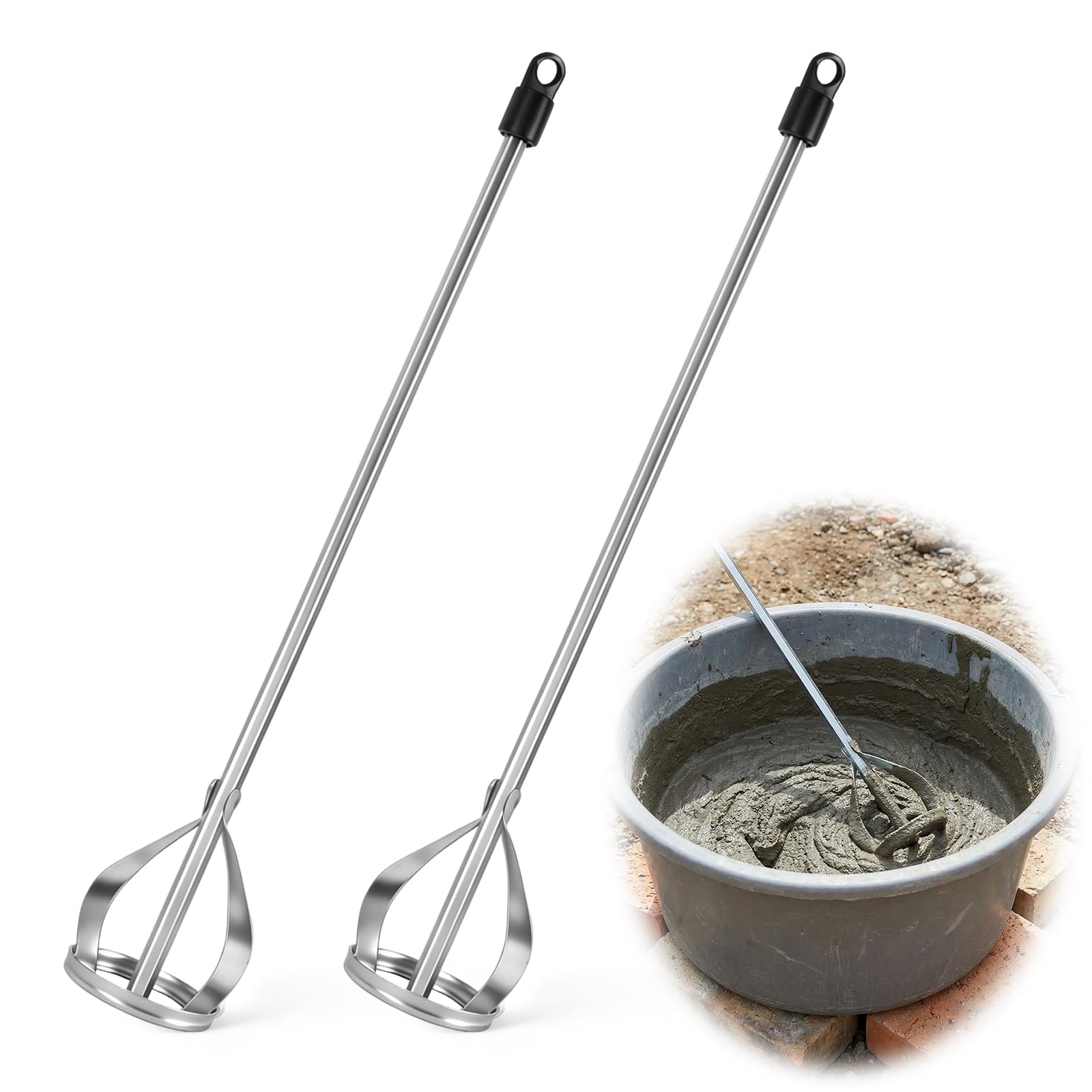 2pcs Paint and Mud Mixers,Paddle Mixer,Hex Head Non-Slip,Rustproof Paint Plaster Mixer for Standard Drills,Whisk Tool Painting,Plaster,Mortar