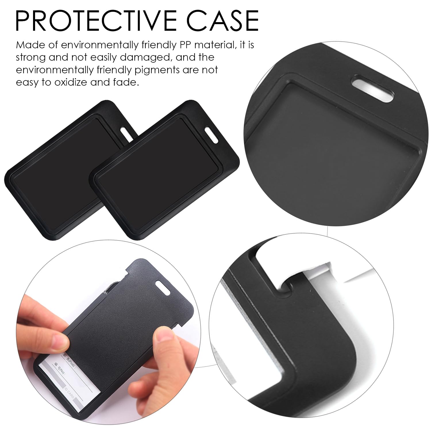 OAAO 5 Black Card Holders + 5 Black Lanyards, Multi-Functional Card Holder, Suitable for Id Cards Meal Cards - Image 3