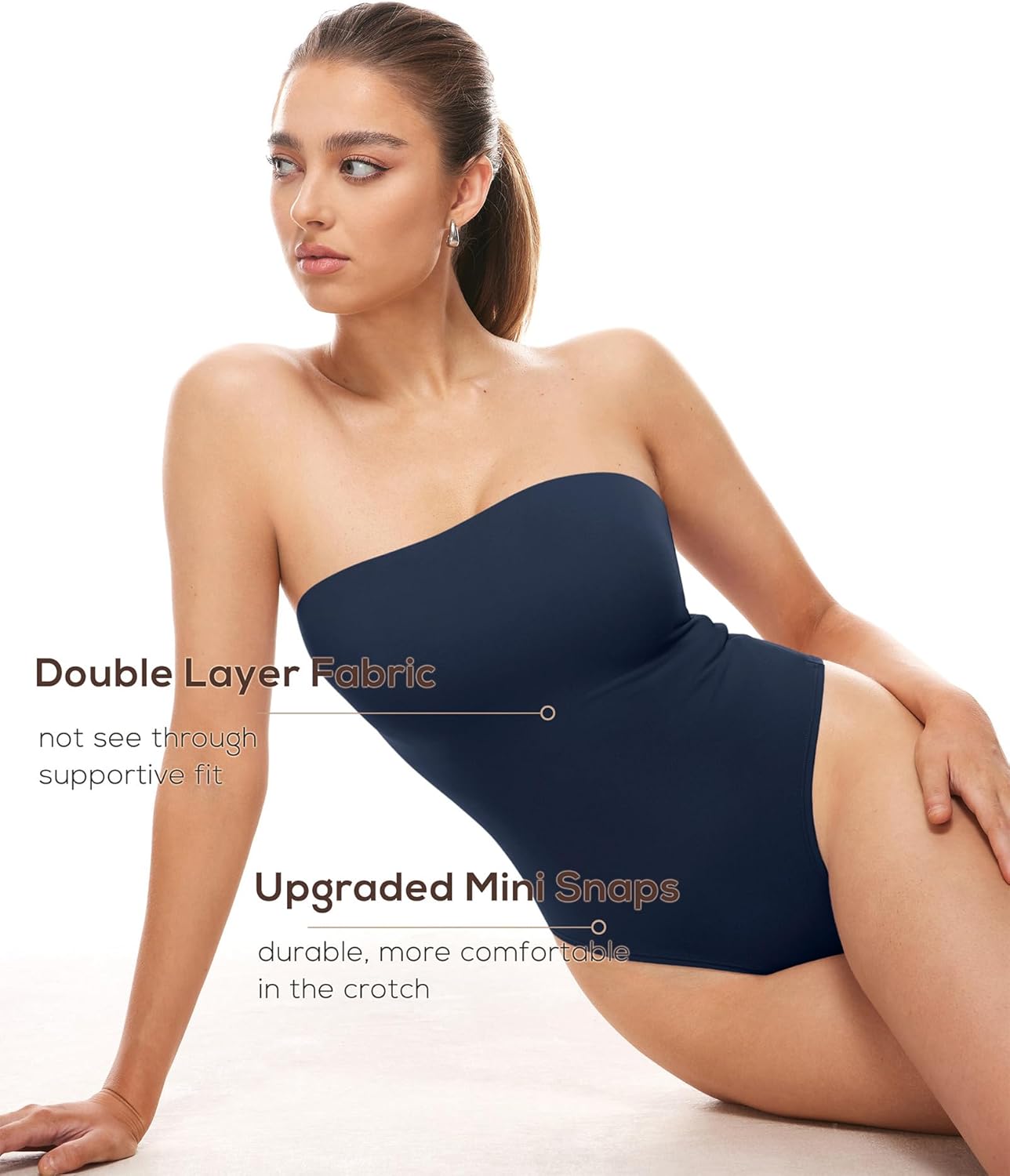 INLYRIC Women's Natrelax Sexy Strapless Bodysuit Thong Tube Top Off The Shoulder One Piece Leotard - Image 2