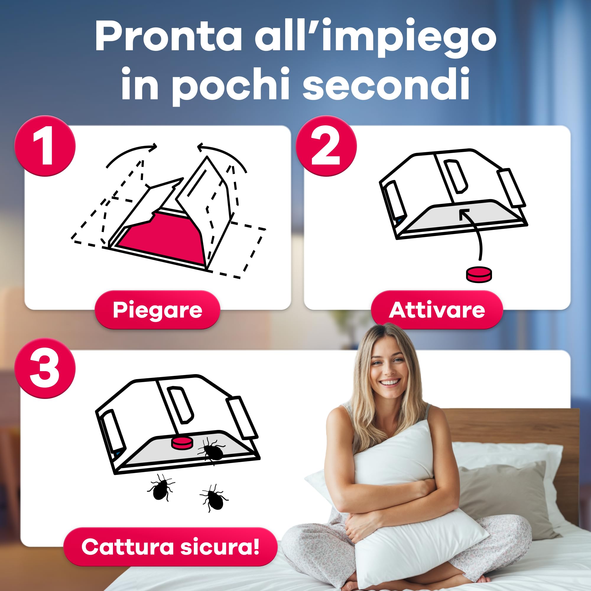 Gerobug Trappola per Cimici da Letto 6 Pezzi - Efficaci Trappole Adesive con Forte Attrattivo per la Rilevazione Precoce di Cimici da Letto - Monitoraggio senza Sostanze Chimiche & Immediatamente