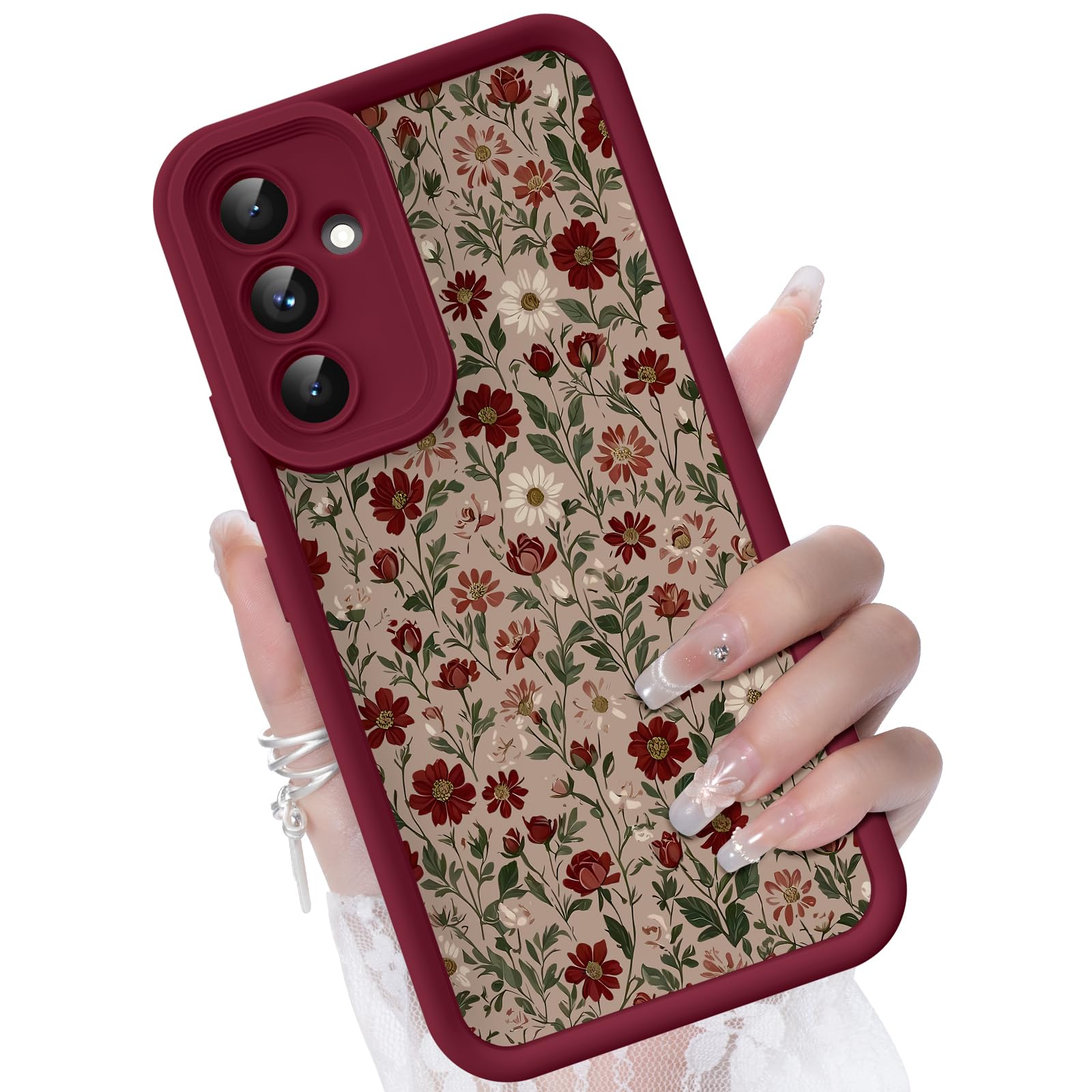 for Samsung Galaxy A54 5G Case, Creative Flower Pattern Design Girls Women Liquid Silicone Cover, Thicker Frame Shockproof and Scratch-Resistant Soft Case for Samsung A54 - Small Flowers