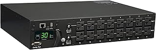 Tripp Lite PDUMNH30 Monitored PDU 120V 30A 2U RM L5-30P Input 10ft Cord (16) 5-15 20R Outlets SNMP Web Card (Black)