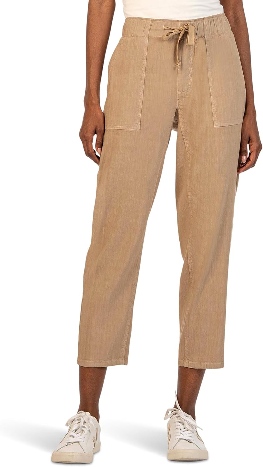 KUT from the Kloth Womens Petite Rosalie - Drawstring Pants with Porkchop Pockets in Khaki Khaki PS 27