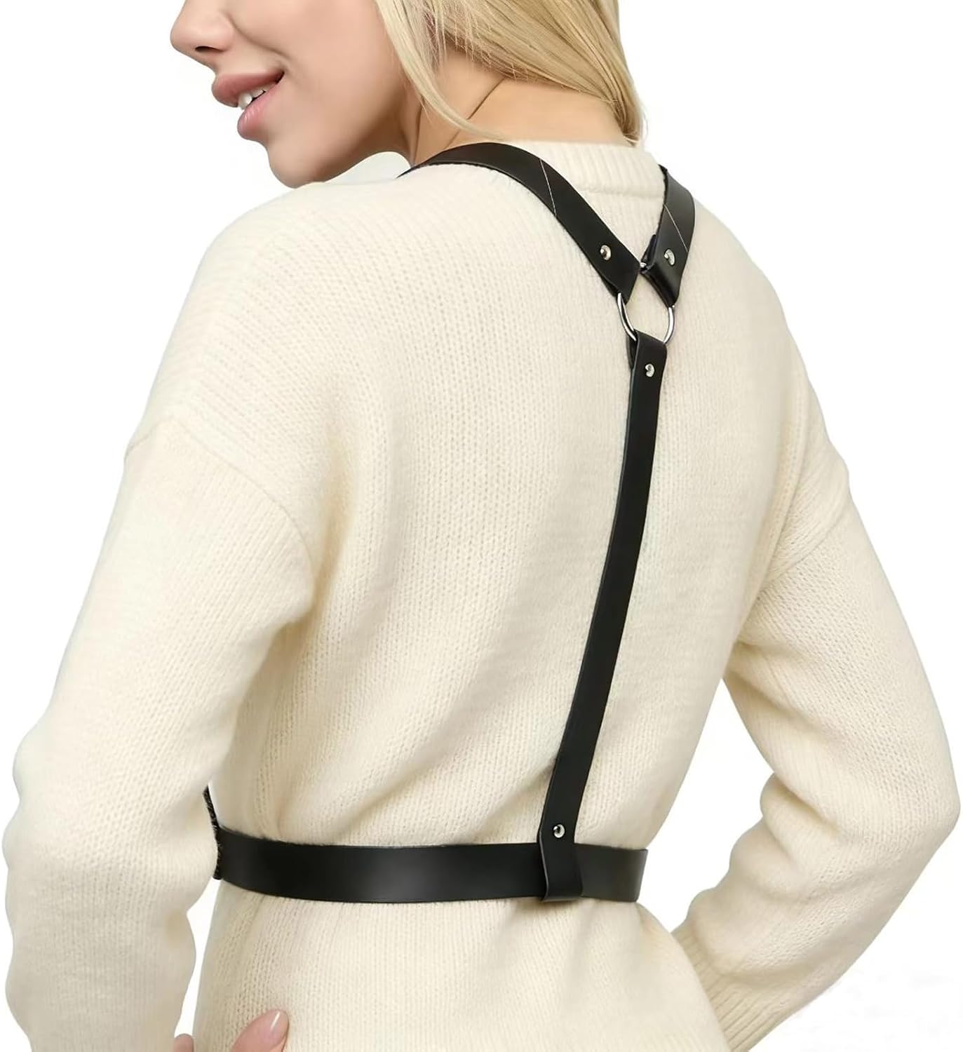 Punk Black Leather Body Harness Belt for Women Gothic Adjustable Waist Belts Fashion Accessories for Women