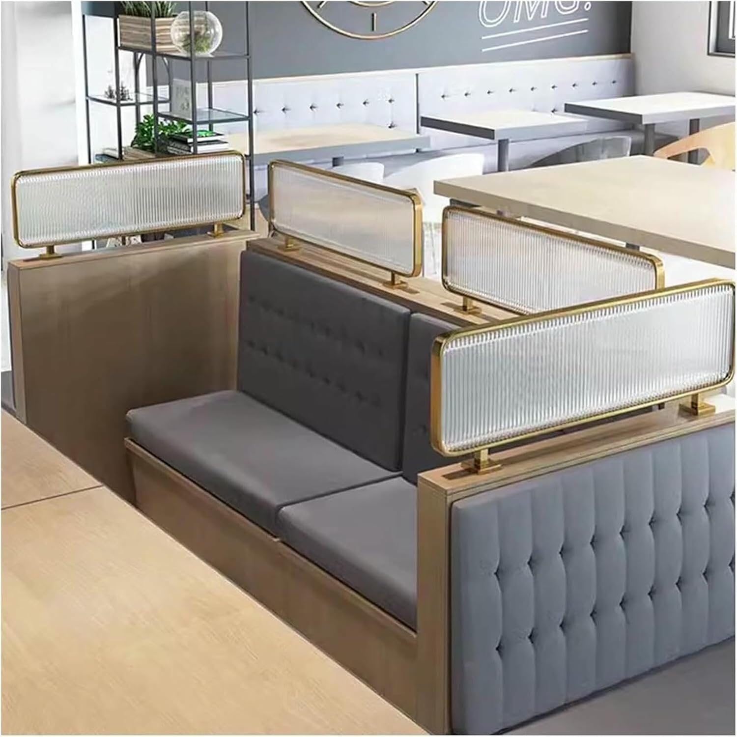 Translucent Privacy Screen Panel for Dining Areas - Gold Countertop Low Partition Separator (50x90cm) - Ideal for Restaurants, Cafes, and Home Use