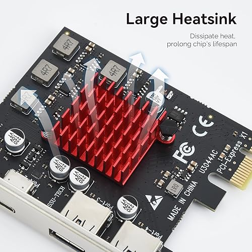 Vista 18 de ELUTENG Tarjeta PCIE USB 3.2 8 puertos PCI Expree a USB C Tarjeta de expansión Superspeed 6 USB y 2 Tipo C PCI-e USB3 Hub Controller Adaptador 3