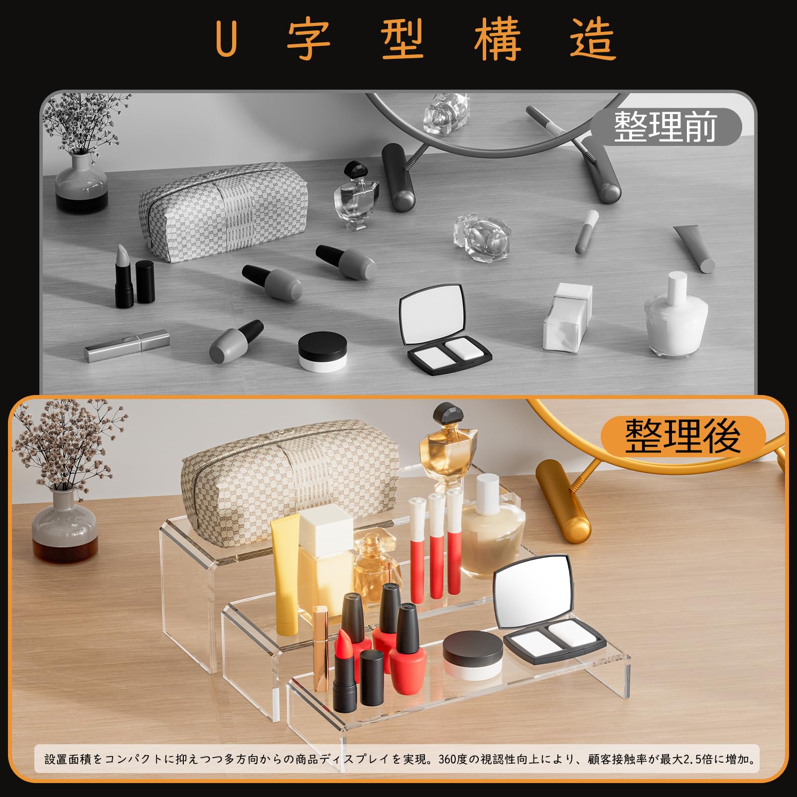 Amazon.co.jp: MerryNine コの字 透明ディスプレイスタンド 高低差
