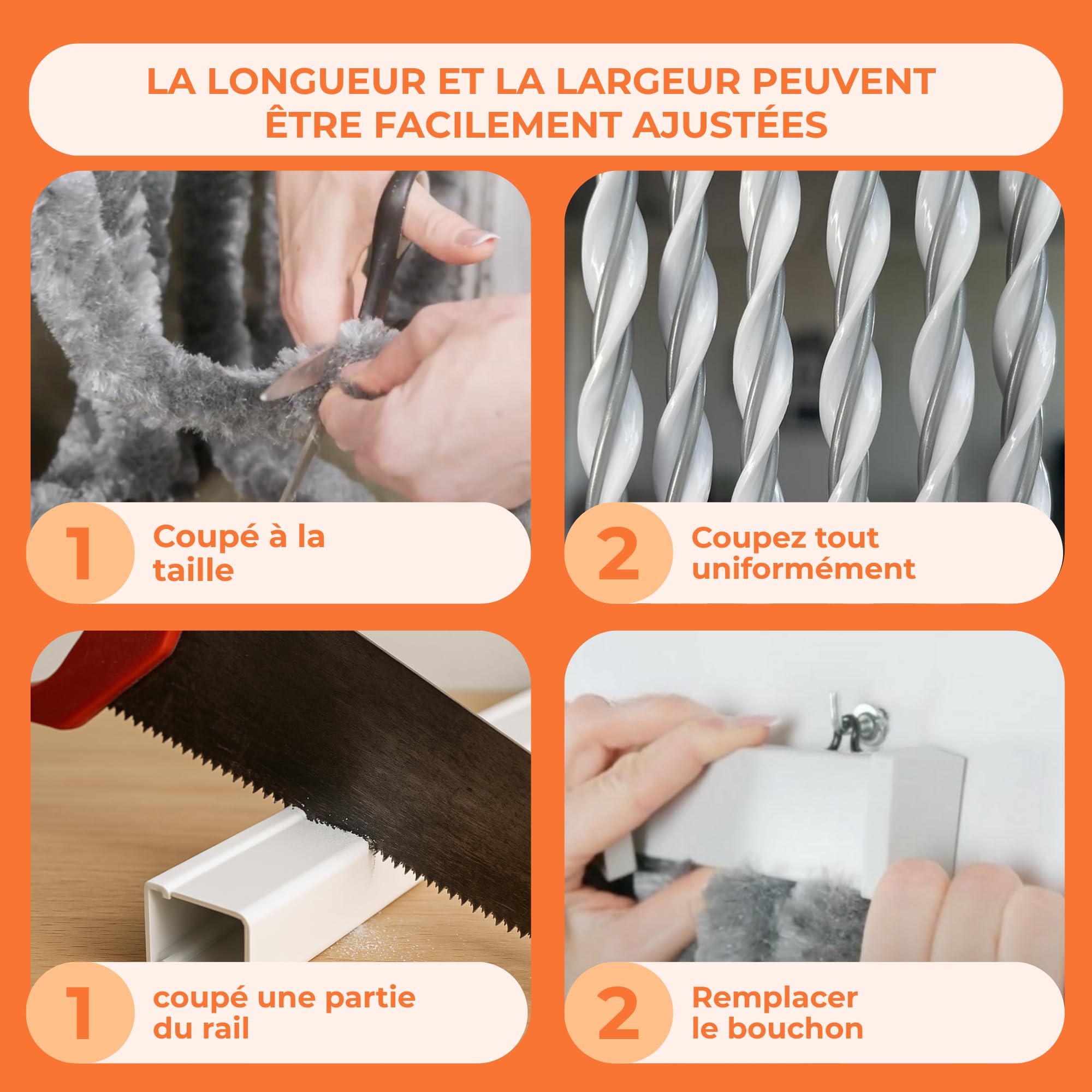 Trente Rideau Anti-Mouches – différentes Tailles et Couleurs, moustiquaire pour Porte de Balcon, Protection Contre Les Insectes, Blanc/Gris 100 x 230 cm