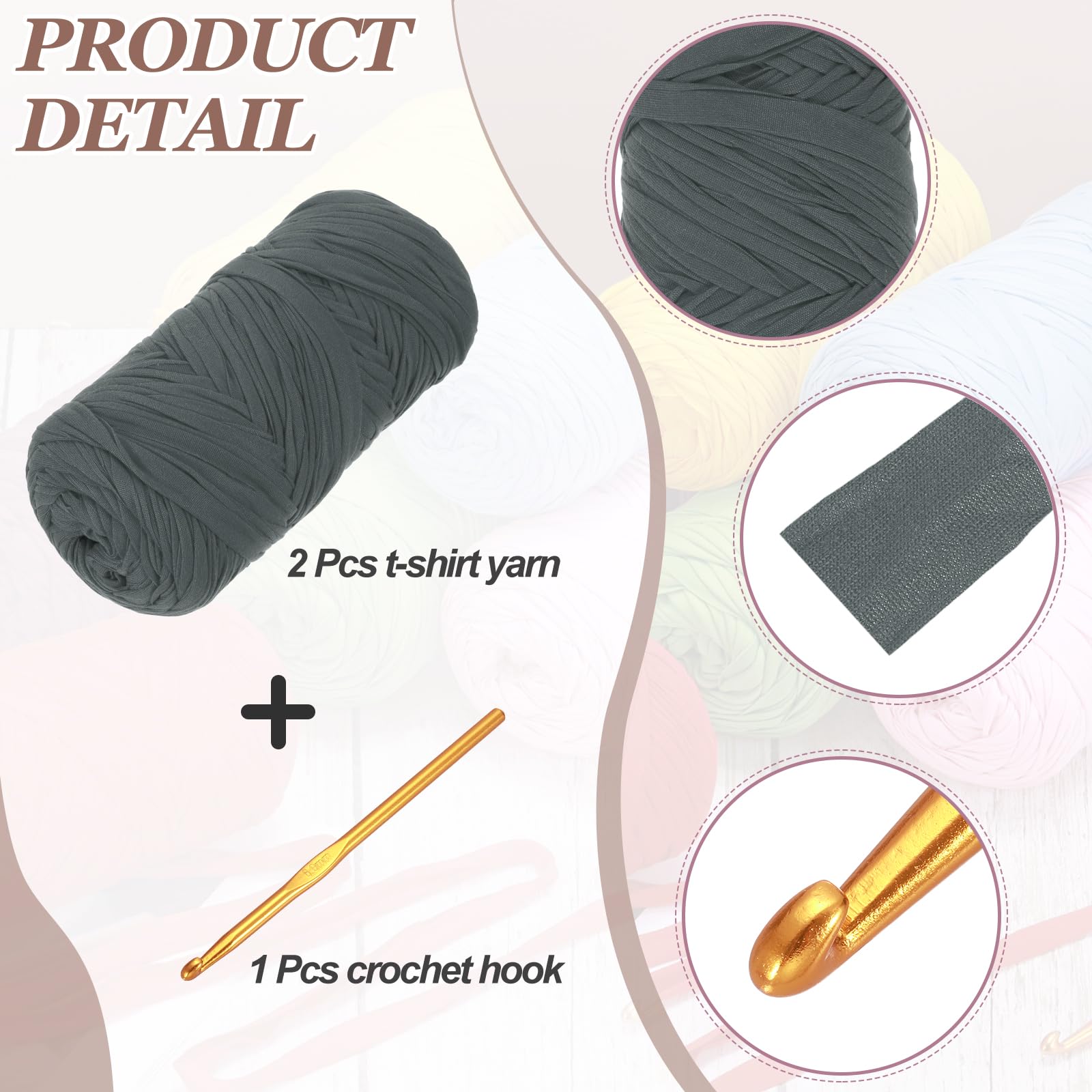 PATIKIL T-Shirt Yarn for Crocheting with 1 Crochet Hook - Image 3