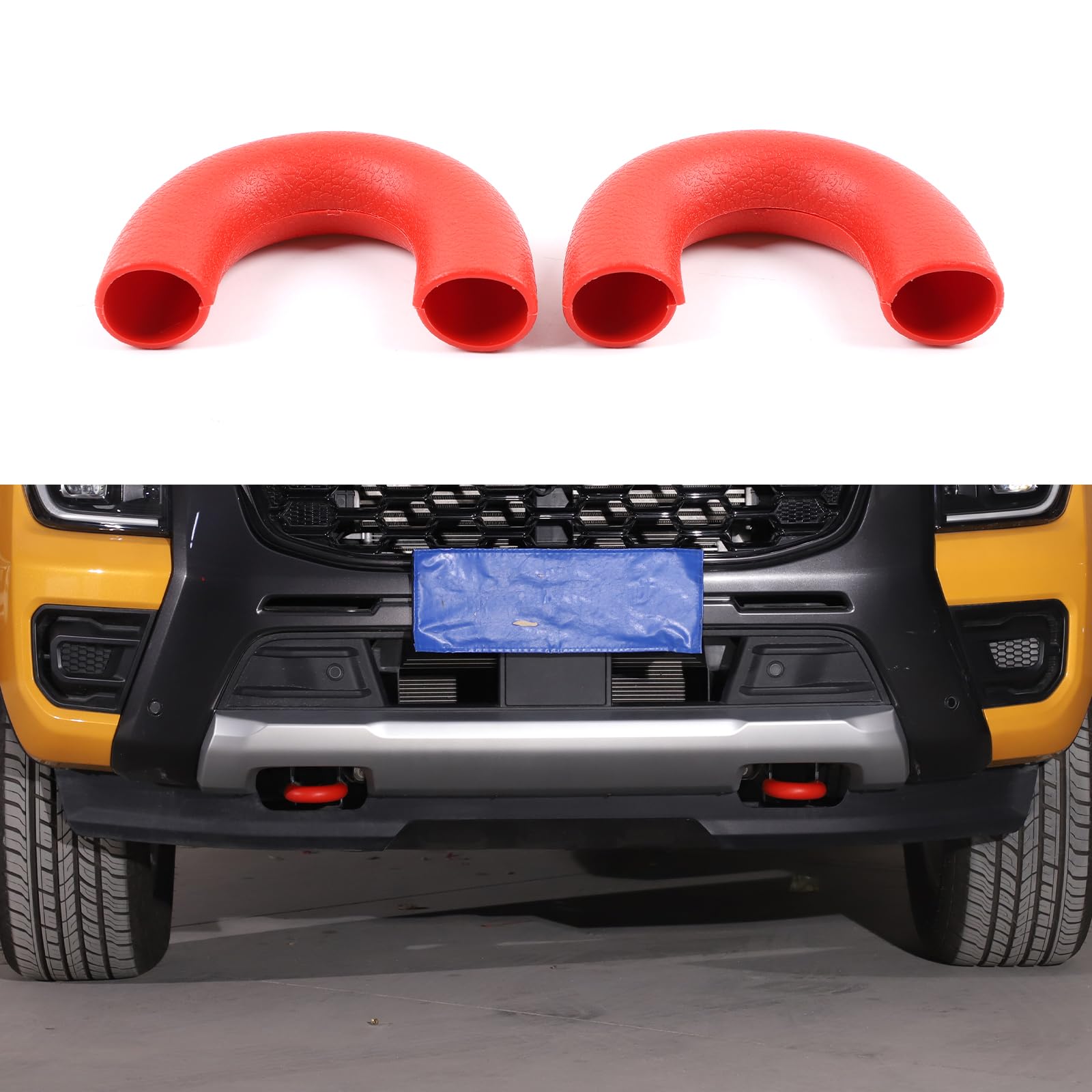 Crochet de remorquage de voiture - Compatible avec Ford Ranger 2023+ - Protection contre les chocs et les rayures pour modèle 23/24/25 - 2 pièces - Rouge