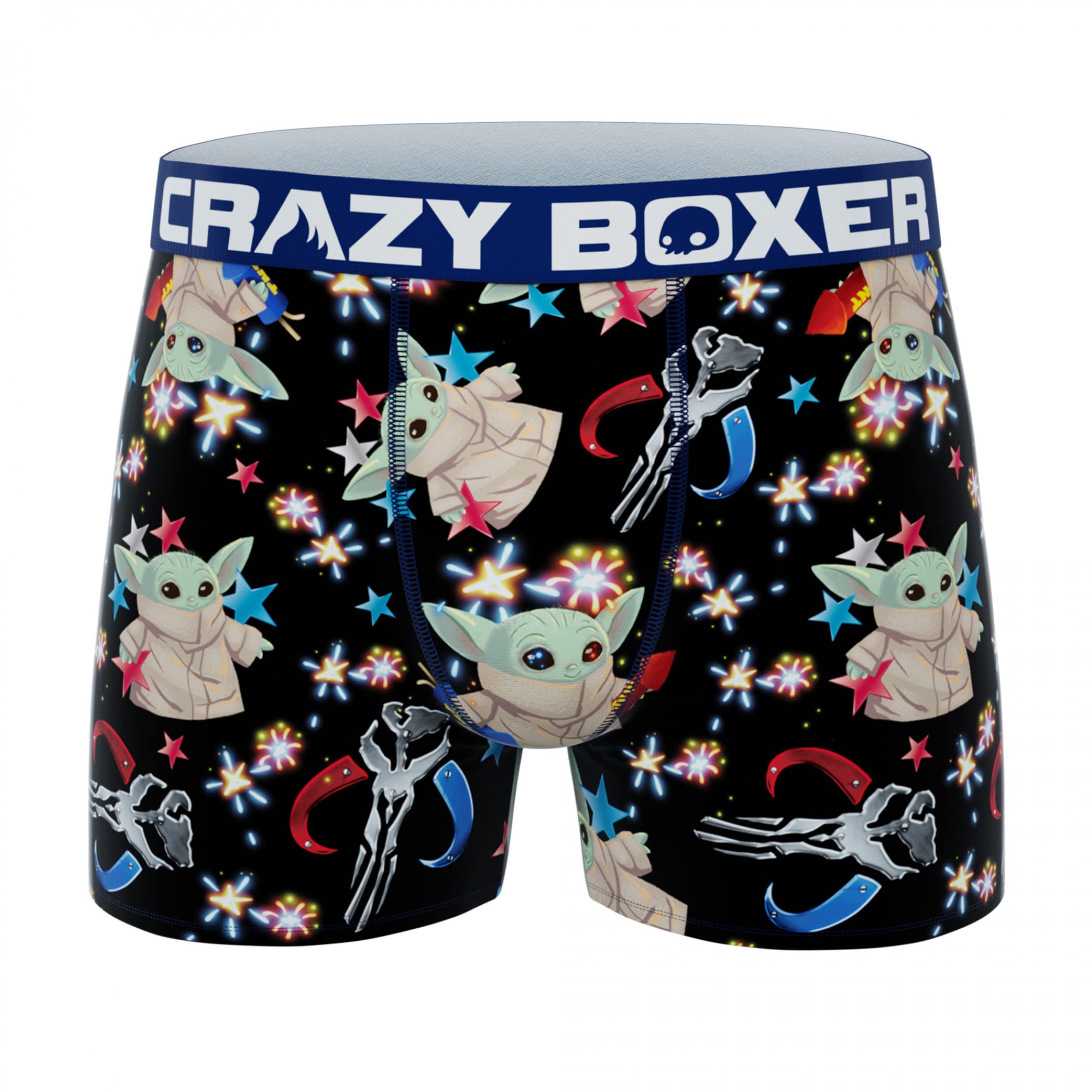 CRAZYBOXERCrazy Boxer Star Wars The Mandalorian Grogu the Child Fireworks Men's Boxer Briefs