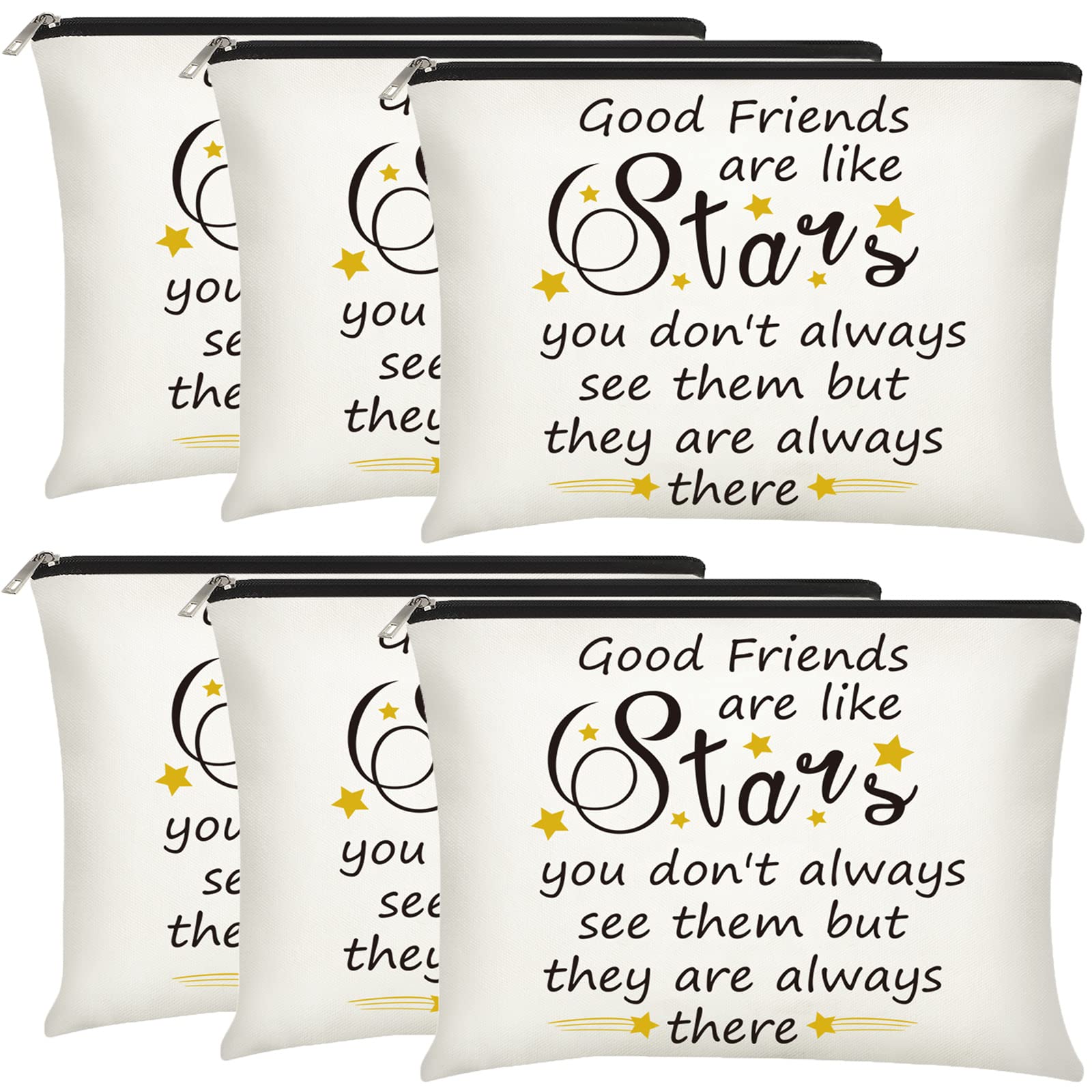 Xuniea 6 Pcs Friendship Gifts for Women Bulk Friendship Cosmetic Makeup Bag for Girl Travel Pouch Friend BFF Birthday Gifts(Star Pattern)