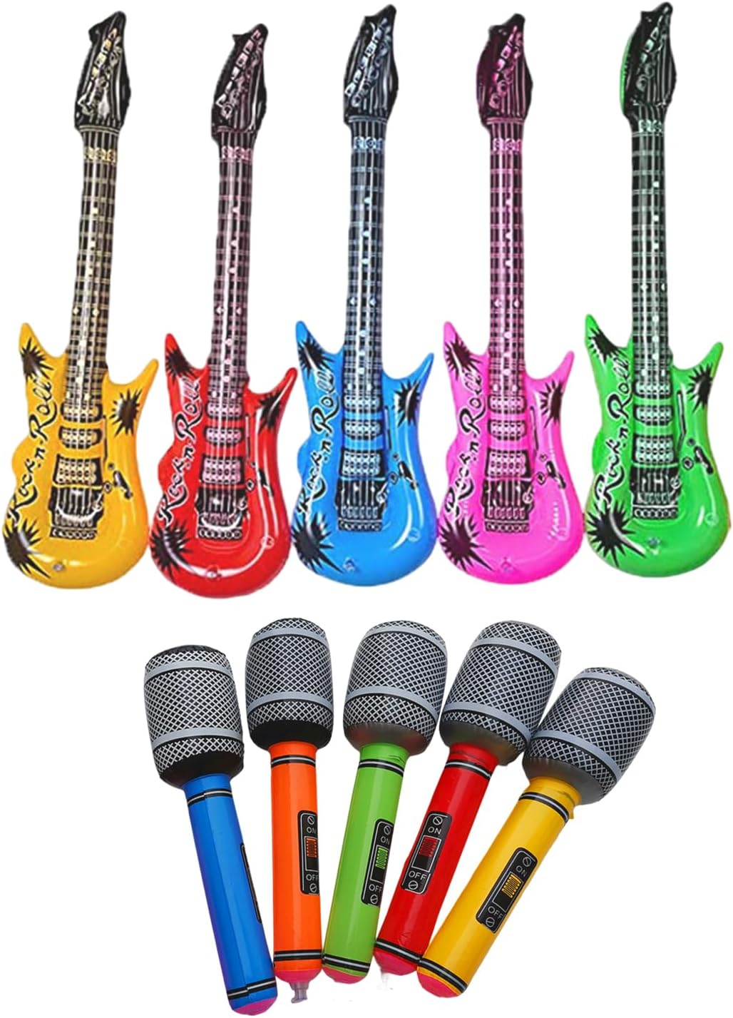 5Pcs Inflatable Microphone, 5Pcs Inflatable Guitar, Inflatable