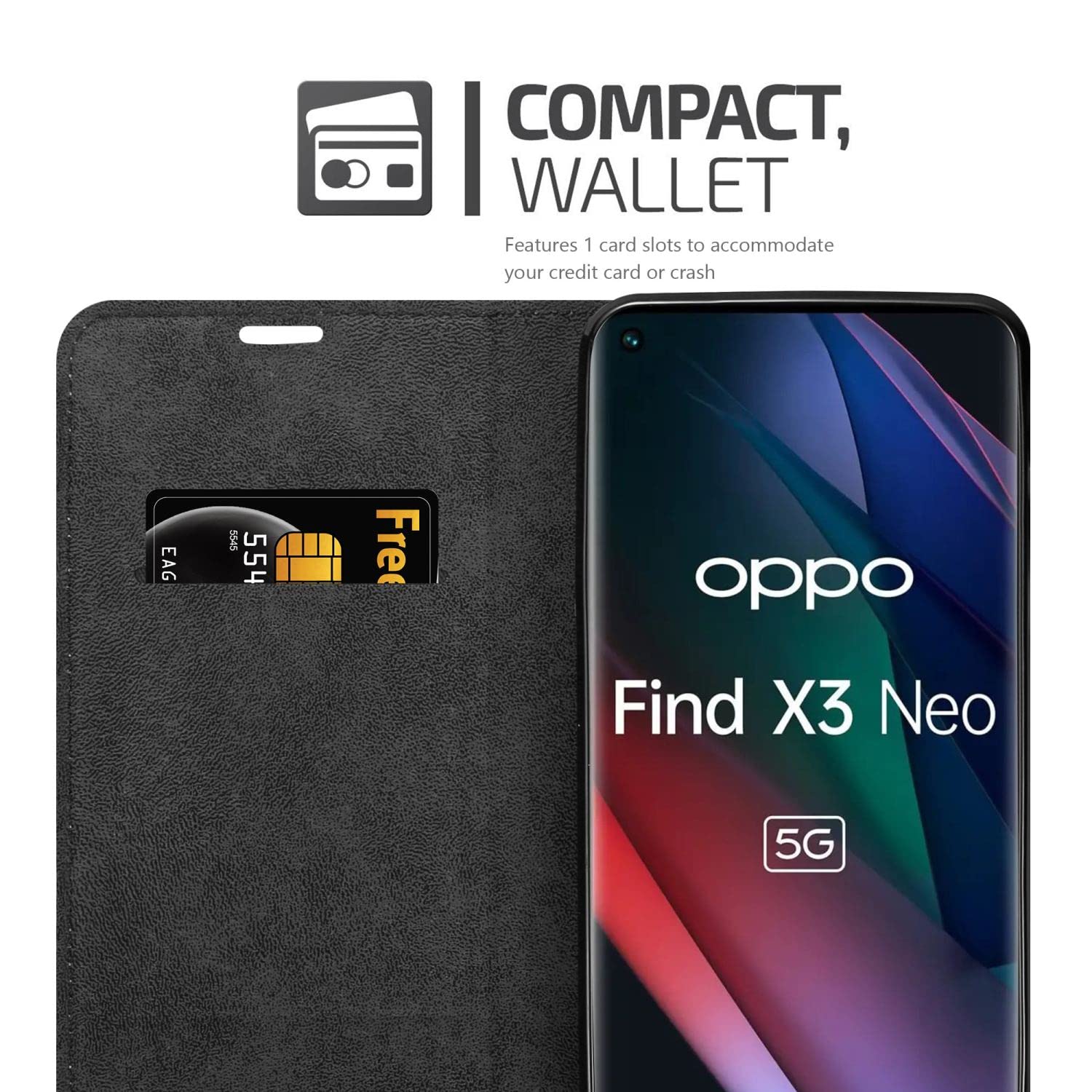 Cadorabo Custodia Libro per OPPO FIND X in BRUNO CAFÉ - con