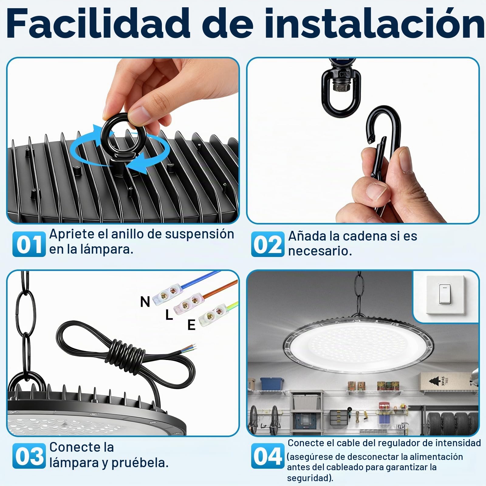 2Pack 500W UFO LED Lámpara de Alta Bahía, 50000LM Focos Interior Techo,6500K Ultrafina Iluminación de Almacén,IP67 Impermeable Naves Industriales Para Patio,Garaje,Fábrica,Taller