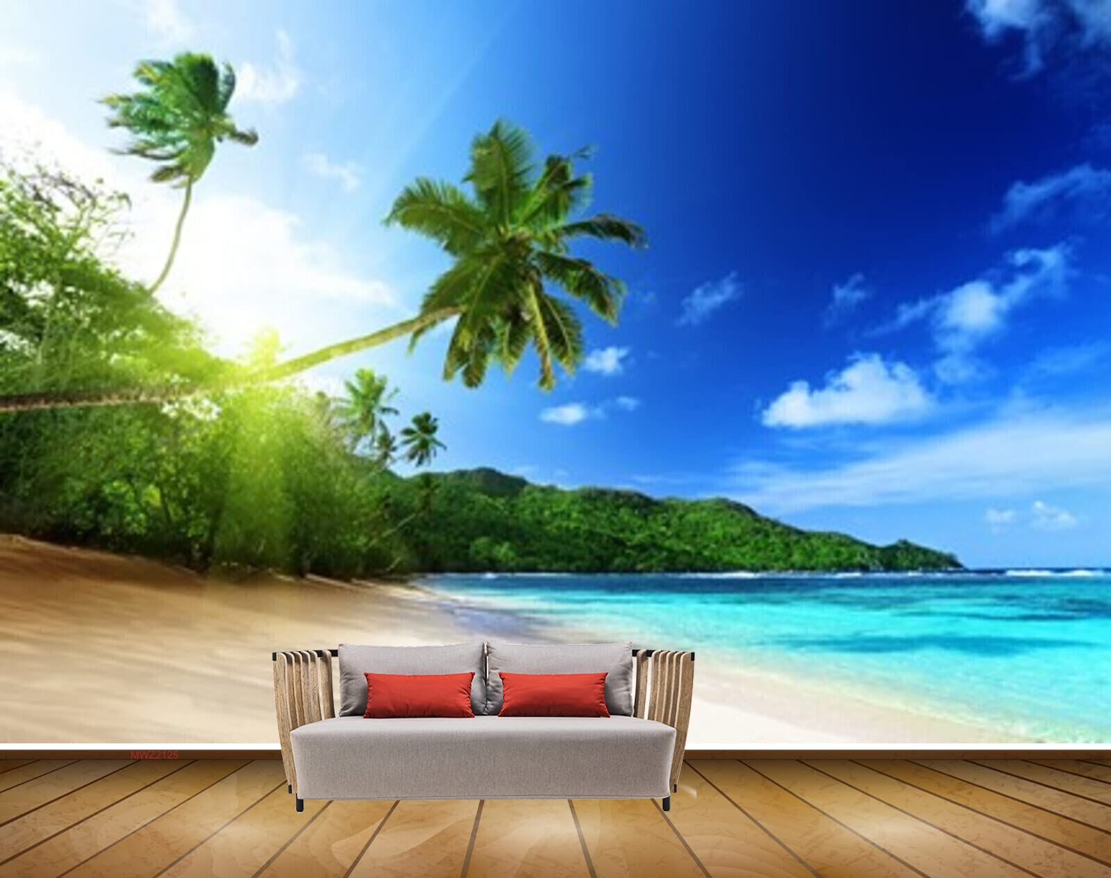 Mystic Walls MWZ2125 Sea Coconut Trees Beach Sun Light Island Nature HD 3D Wallpaper for Bedroom, Hall[6 ft x 4 ft] / [183 cm x 122 cm] (B0B3H8NCHM) Amazon Price History, Amazon Price Tracker