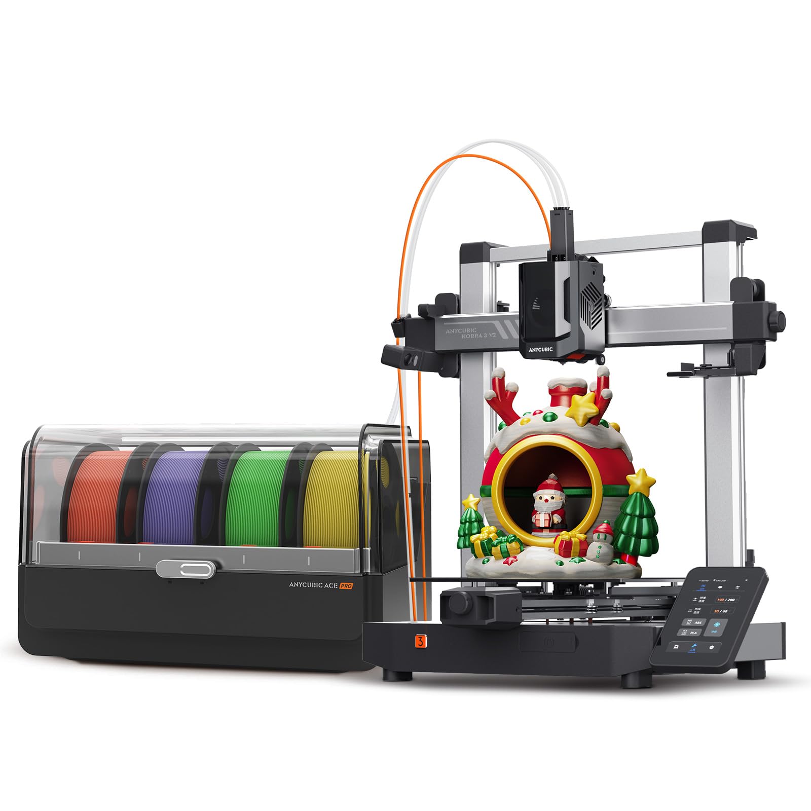 Anycubic Kobra 3 V2 Combo 3D Printer, Smart Multicolor Printing Up to 600mm/s Print Speed, Active Filament Drying Enhanced Auto-Leveling for Higher Success Rates, 10.0'' x 10.0'' x 10.2''