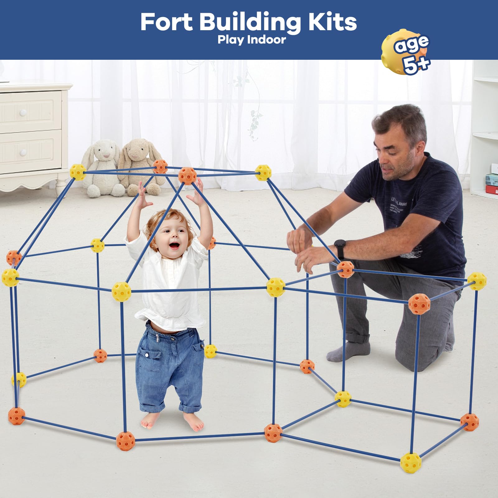 Fort Building Kit per bambini, 158 pezzi, lucchetto fai da te, tenda da gioco, per interni ed esterni, giocattolo STEM, regalo educativo per ragazze e ragazzi